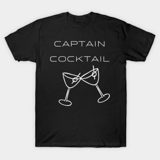 Captain Cocktail Typography White Design T-Shirt